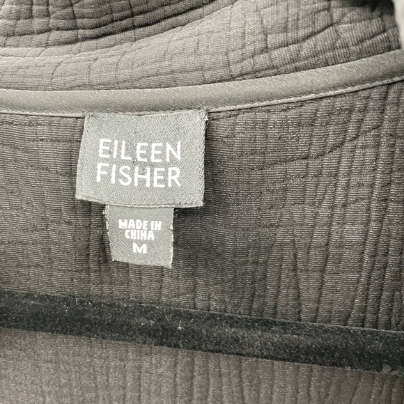 Eileen fisher silk blend textured lagenlook black open front Shacket - Picture 7 of 9